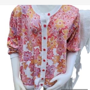 Bob Mackie Floral‎ Cropped Sweater XL- 1X